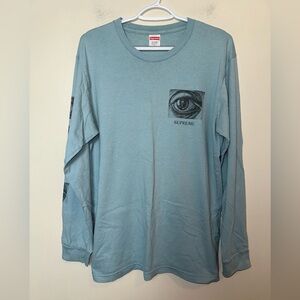 Supreme Eye Graphic Long Sleeve Shirt Men’s Size L Light Blue Streetwear